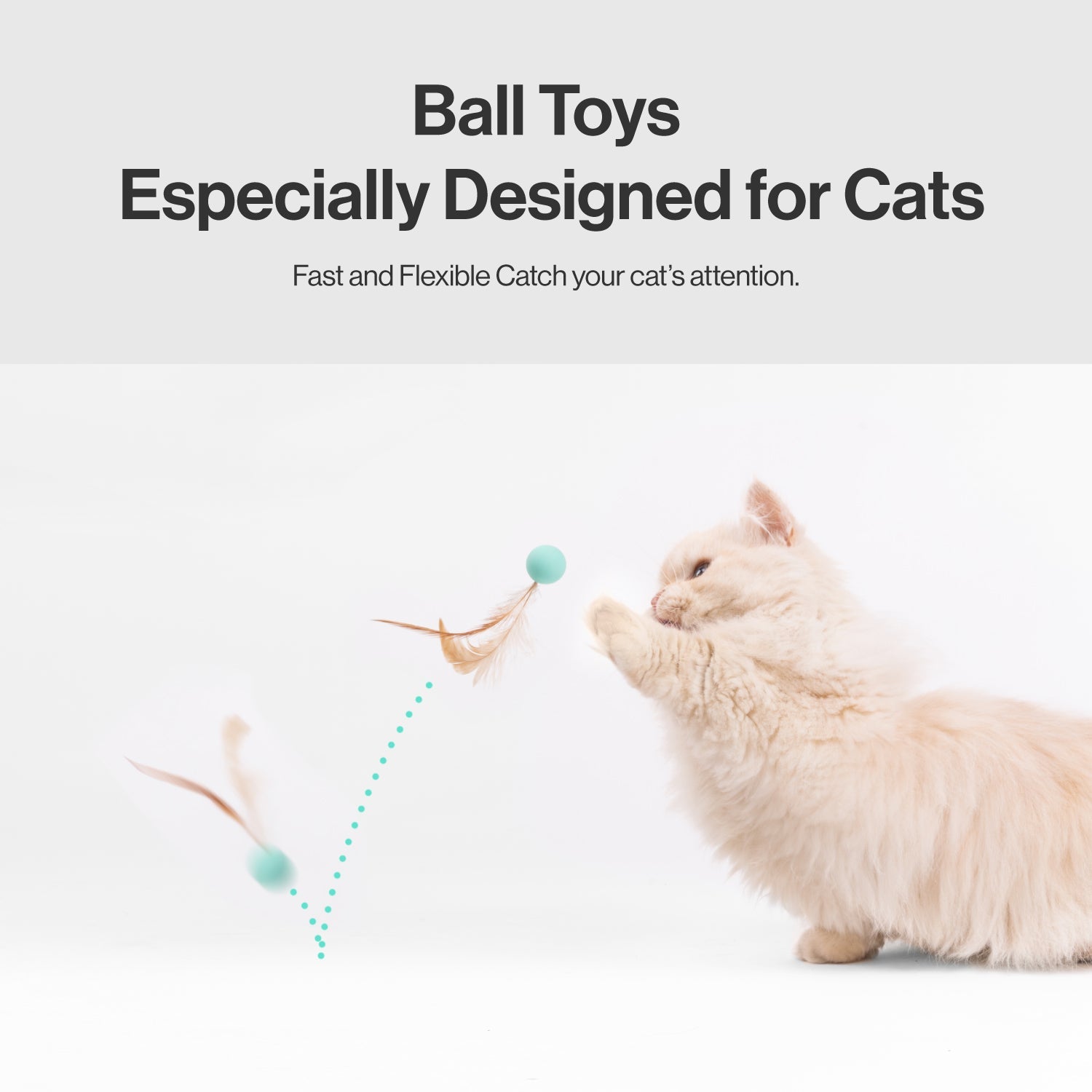 PIDAN Cat Bouncy Balls with Feathers – 3 Pack